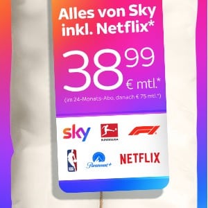 TOP 📺 80€ Bonus auf alle Sky Pakete ⚽️ ALLES von Sky + Netflix + Paramount+ für 38,99€ o. Sky Serien + Netflix NUR 9,99€