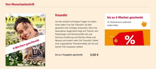 GRATIS 3 Ausgaben Freundin lesen