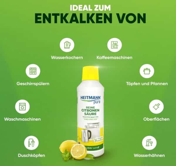 HEITMANN pure Reine Citronensaeure  Fluessiger Bio Entkalker fuer Kueche  Bad  Effektiv gegen Kalkablagerungen  100 natuerliche 2025 11 09 11 53 28