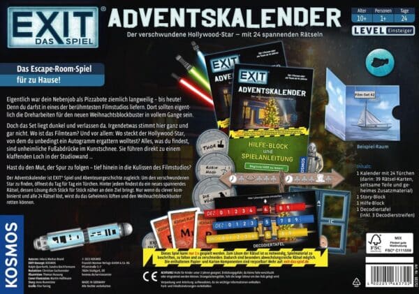 KOSMOS 683702 EXIT   Das Spiel   Adventskalender Der verschwundene Hollywood Star mit 24 spannenden Raetseln ab 10 Jahre Esca 2025 11 27 12 24 37