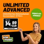 [Letzte Chance!] Mtl. kündbar! 🔥 Telefónica o2 Allnet mit Unlimited 5G (50 Mbit/s) für 14,99€ mtl. (Klarmobil) - 9,99€ Anschlusspreis