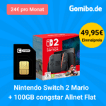 [Weekend-Deal!] Nintendo Switch 2 + Mario Kart für 49,95€ mtl. mit 100GB 5G Telekom für 24€ mtl. + 10€ Bonus (eff. 5,79€ mtl.)