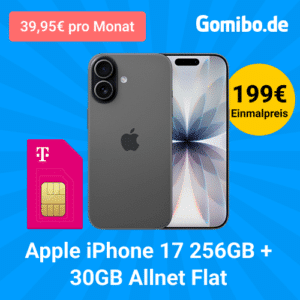 240€ CASHBACK 🔥 Apple iPhone 17 256GB für 199€ im Telekom Magenta Mobil S mit 30GB 5G für 39,95€ mtl. - eff. 4,32€ mtl.!