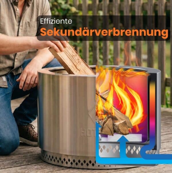 Haus  Garten  Raucharmes Feuerfass 495 cm Durchmesser in Silber doppelwandiger 304 Edelstahl inkl. Tragetasche 2025 12 09 16 06 38