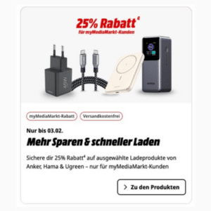 25% Direktabzug auf Ladeprodukte ⚡ von UGREEN, Anker & HAMA 🔋 Powerbanks, Ladegeräte, Kabel uvm.