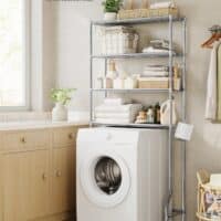 SONGMICS 4 stoeckiges Toilettenregal Badezimmerregal Waschmaschinenregal verstellbare Ablagen mit Haken Toilettenpapierhalt 2025 12 17 10 57 54