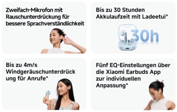 XIAOMI Redmi Buds 6 Active  In Ear Kopfhoerer Bluetooth 5.4 bis zu 30 Stunden Akkulaufzeit 14.2mm dynamischer Treiber IPX4  2025 12 19 12 29 19