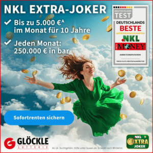 GRATIS 💸🍀 1 Monat lang NKL Extra-Joker spielen & Chance auf eine 10-jährige Sofortrente von bis zu 5.000€ mtl. sichern!
