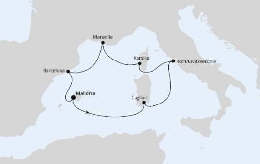 AIDA Mediterrane Schaetze mit Sardinien ab Mallorca