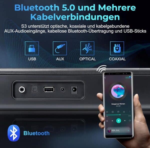 Hotdeals  OXS S3 Soundbar fuer Fernseher Heimkino Audio mit Bluetooth 5.0 dynamischer Bass 3D Surround Sound Dialogverbess 2026 01 30 15 40 54