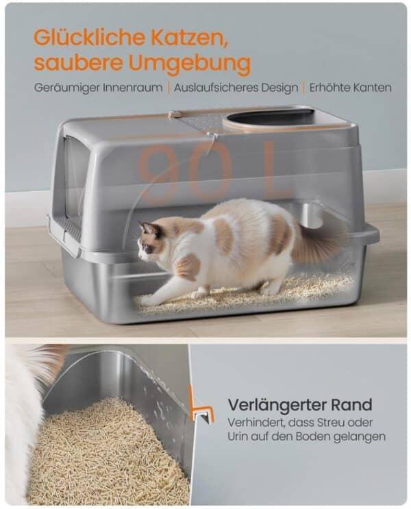 Katzenklo aus Edelstahl mit Schaufel und Buerste fuer grosse Katzen 2026 01 15 15 49 58