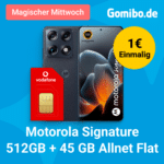 244€ unter Idealo!📱Motorola Signature (512GB) für 1€ + Vodafone Smart Lite mit 45GB 5G für 34,99€ mtl. (100€ Bonus & 0€ AG)