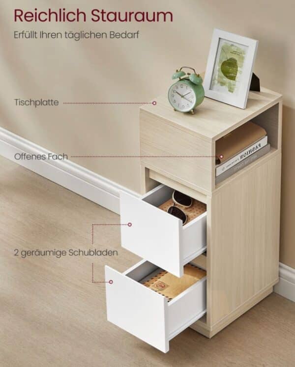 Schmaler Nachttisch mit 2 Schubladen 2026 01 27 15 21 36