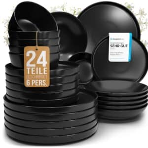 Steingut Geschirrset 6 Personen Manhattan