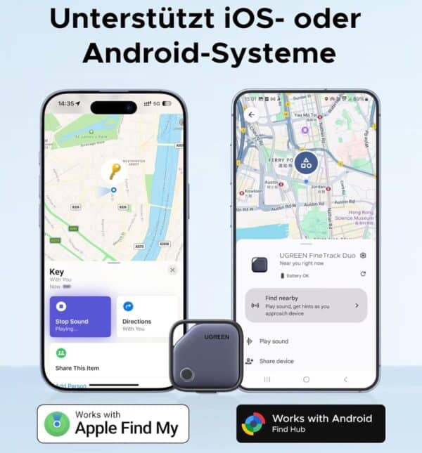 UGREEN FineTrack Duo 4er Pack fuer iOS oder Android USB C aufladbarer Tracker kompatible mit Apple Find My oder Google Find Hub 2026 01 14 17 10 42