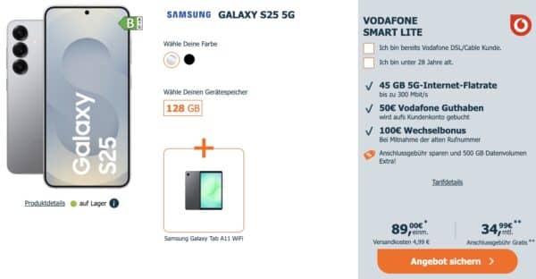 Vodafone Smart Lite mit Samsung Galaxy S25  Galaxy Tab A11 2026 01 29 09 39 27