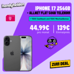 [Eff. 3,29€ mtl.] 🔥 iPhone 17 (256GB) für 139€ im Telekom-Netz (50GB 5G) für 44,99€ mtl. (+300€ BONUS)