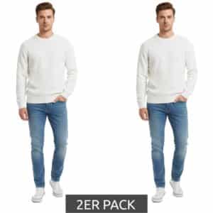 2er Pack schlichter ESPRIT Herren Strick Pullover Rundhals Sweater Baumwoll Pullover Weiss 2026 02 26 13 33 00
