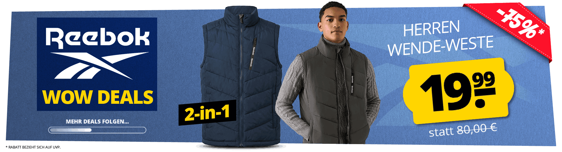 Reebok WOW DEALS Herren Wende Weste AFFILIATE DEU