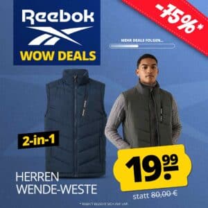 Reebok WOW DEALS Herren Wende Weste MOB DEU