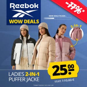 Reebok 2 in 1 Puffer wendbare Damen Winterjacke RBO21100 Oatmeal