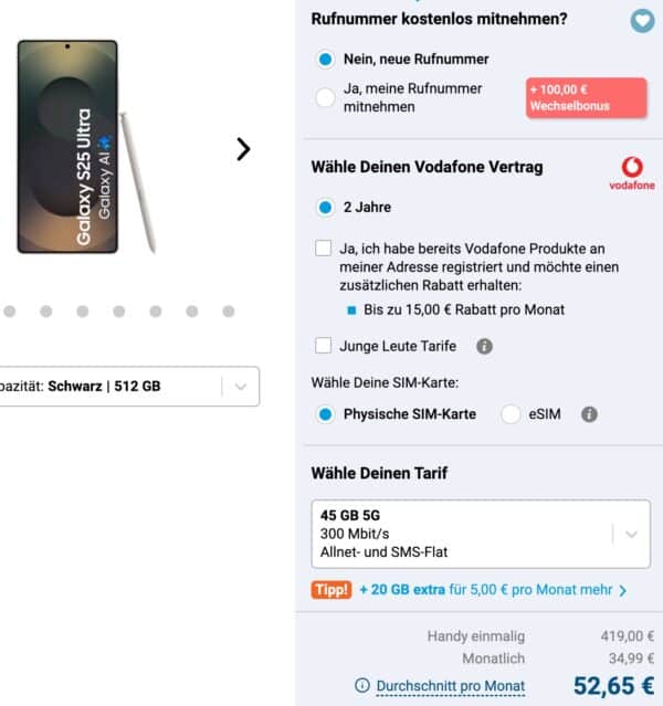 Samsung Galaxy S25 Ultra 512GB S938 Schwarz   kaufen   Gomibo.de 2026 02 15 15 00 25