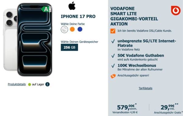 Vodafone Smart Lite mit Apple iPhone 17 Pro  50 Vodafone Guthaben 2026 02 27 10 50 28