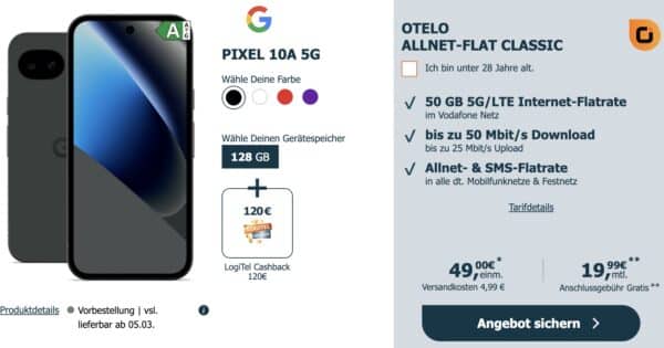 otelo Allnet Flat Classic mit Google Pixel 10a  120 LogiTel Cashback 2026 02 19 15 05 05
