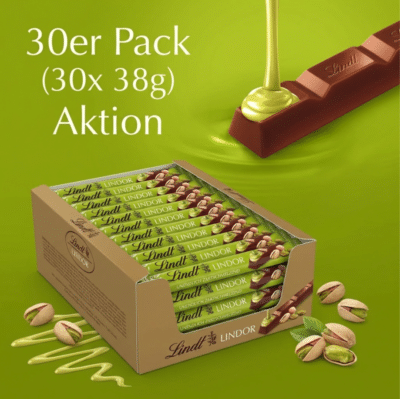 30er Pack Lindt Schokolade LINDOR Stick Pistazie