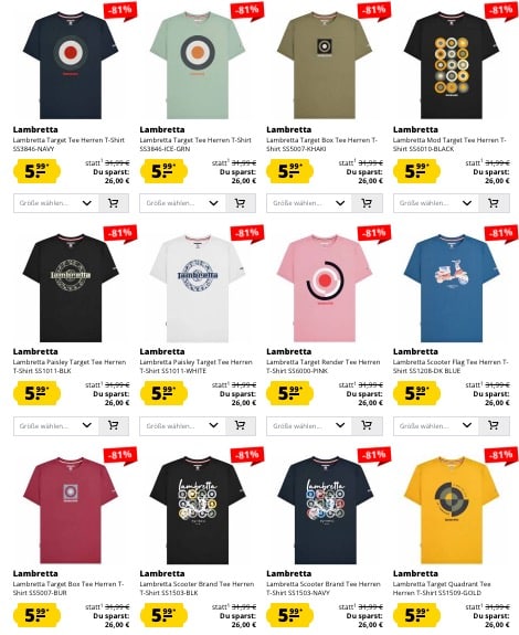 Lambretta Sale jetzt mit vielen Shirts