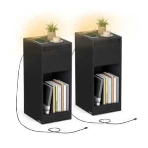 Nachttisch mit LED Beleuchtung USB Anschluessen und Schublade 2026 03 09 14 53 34