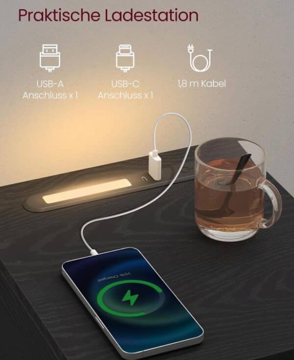 Nachttisch mit LED Beleuchtung USB Anschluessen und Schublade 2026 03 09 14 54 33