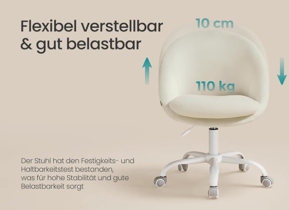 SONGMICS Homeoffice Stuhl Schminkstuhl