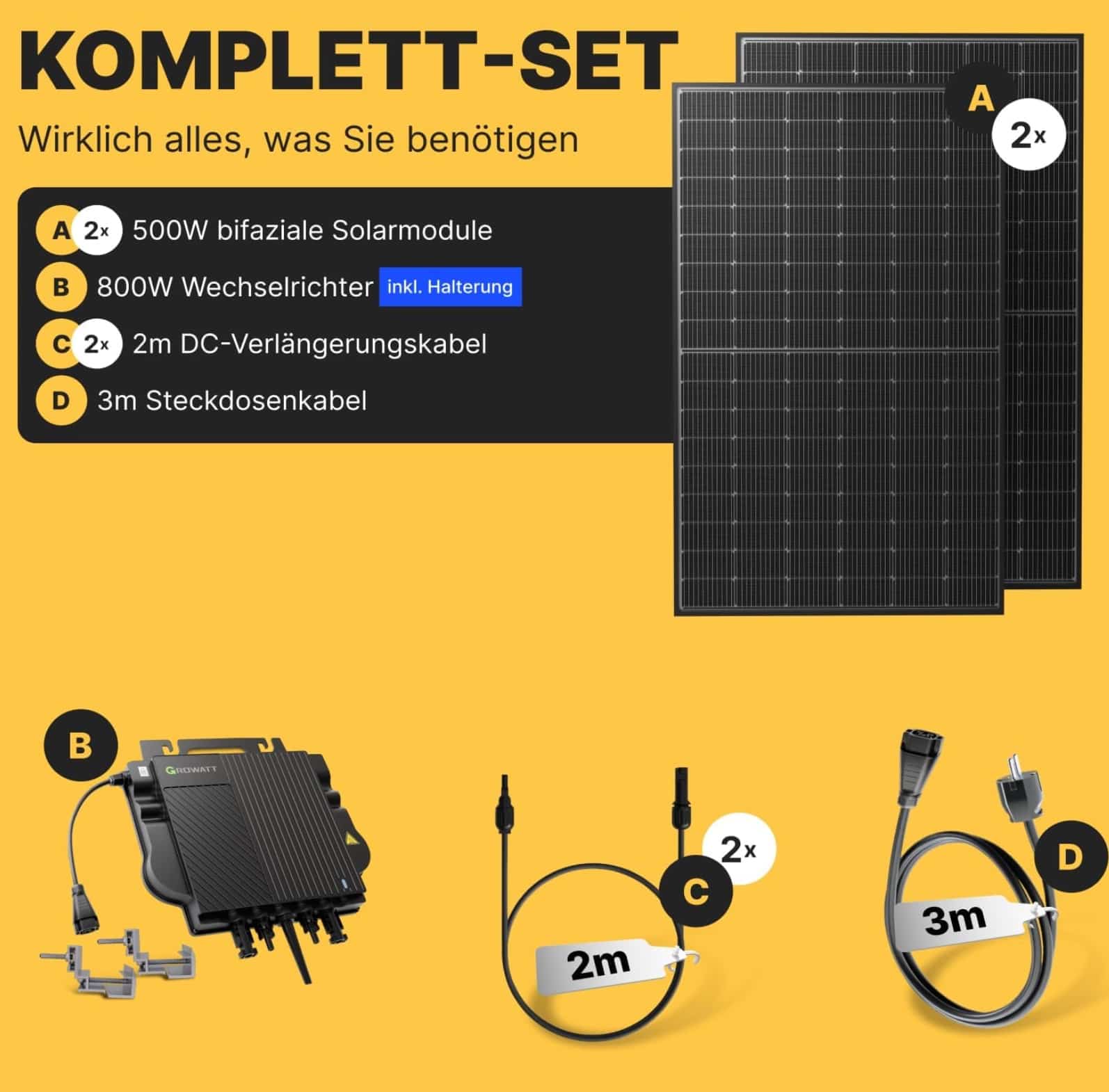 Solarway 1000W Balkonkraftwerk 800W – 2x500W Modu Produktbild-Vorschau 2