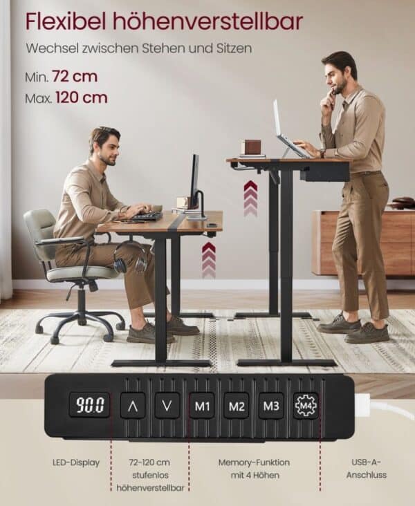 VASAGLE Hoehenverstellbarer Schreibtisch 60 x 120 cm  SONGMICS HOME 2026 03 04 11 43 11