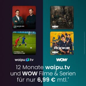 🔥 Sky-Blockbuster wie House of the Dragon, Euphoria, Wicked: 2, The Rookie & mehr 🚨 WOW + waipu.tv HD Live-TV für nur 6,99€ mtl.