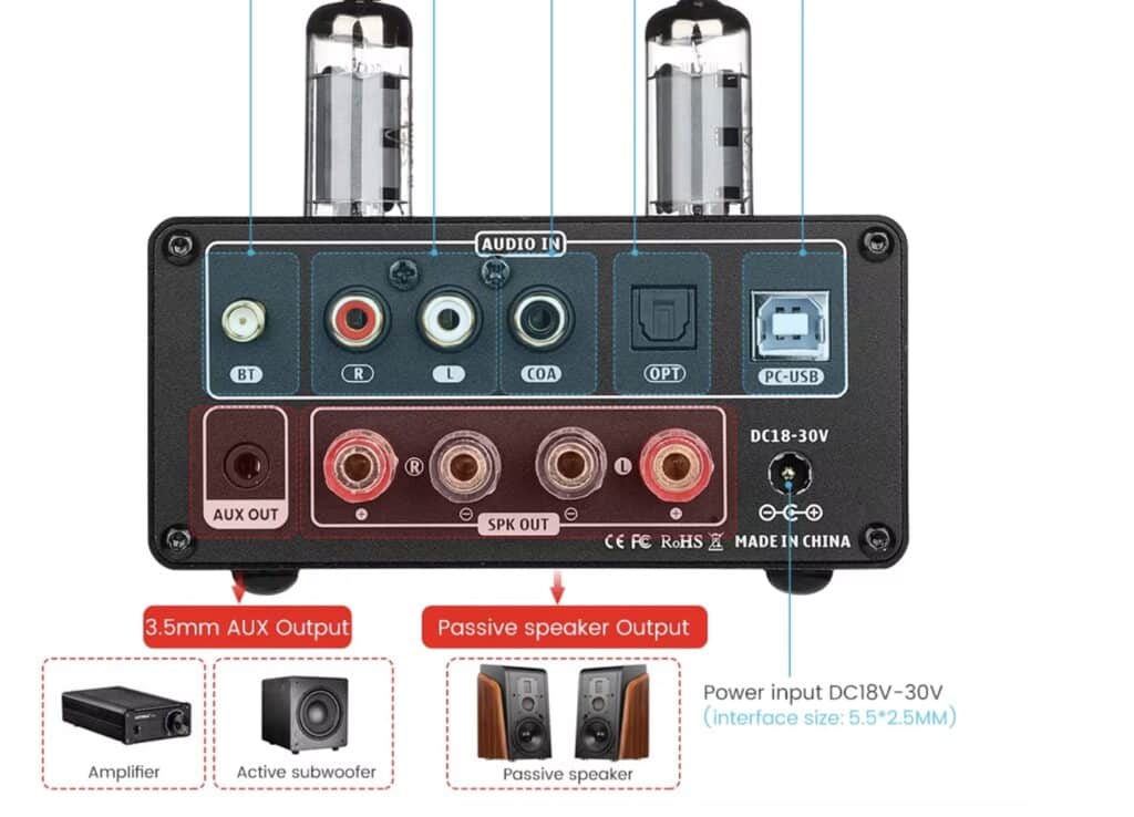 AIYIMA Tube T9 Bluetooth 5.0 6K4 Vakuumrohrverstaerker USB DAC 100W Stereo Empfaenger AMP CoaxOpt HiFi Home  1