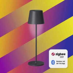 🕯️ tint LED-Tischleuchte Dalia (24 Std. Akku, Bluetooth & ZigBee, 16 Mio. Farben)