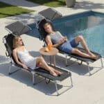 [Doppelpack] 😎 2x Songmics Gartenliege mit Sonnendach (grau oder schwarz)