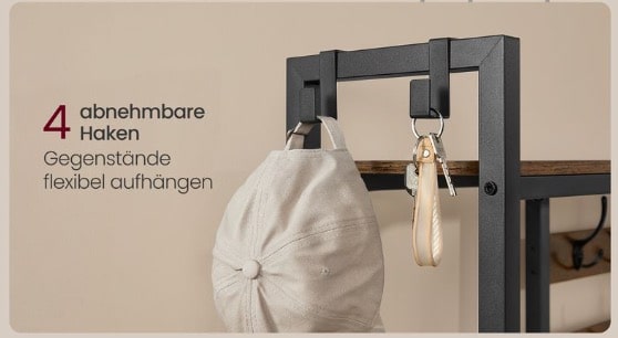 VASAGLE Garderobenstaender mit Schuhbank