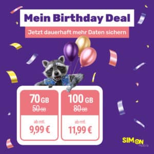 🥳🦝 70GB Allnet-Flat im Vodafone-Netz mit 5G (mtl. kündbar) für 9,99€ mtl. | 100GB für 11,99€ | 0€ AG!