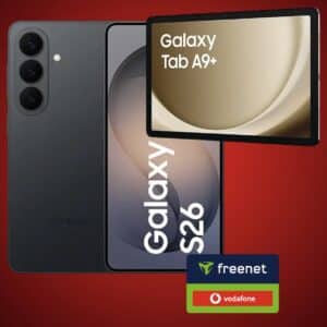 [187€ Ersparnis!] Samsung Galaxy S26 + Galaxy Tab A9+ NUR 1€ + 20GB 5G Vodafone Allnet für 24,98€ mtl.