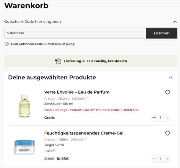 Gratis Artikel bei Yves Rocher   Beispiel Bestellung