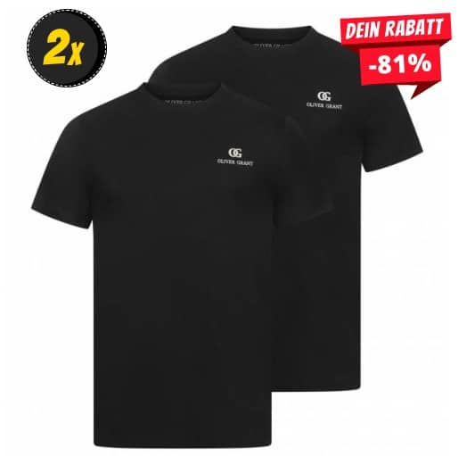 OLIVER GRANT Herren Unterhemden Rundhals 2er Pack schwarz OLIVER GRANT Herren Unterhemden Rundhals 2er Pack schwarz