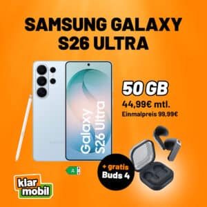 [Eff. 1,70€ mtl.] 🔥 Samsung Galaxy S26 Ultra + Galaxy Buds4 für 99€ + 50GB 5G Vodafone Allnet-Flat für 44,99€ mtl.