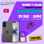 300€ Bonus 🤩 Apple iPhone 17 für 249€ mit 50GB 5G Telekom Magenta für 39,95€ mtl. | 0€ AG