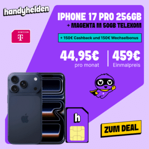 [Eff. 3,03€] Apple iPhone 17 PRO für 459€ im Telekom Magenta Mobil M mit 50GB 5G für 44,95 € mtl. + 300€ Bonus