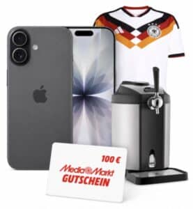 iPhone 17 + Bierzapfanlage + Trikot + 100€ Gutschein für 99€ im Telekom Magenta Mobil M mit 50GB 5G für 49,95€ mtl. + 150€ Bonus