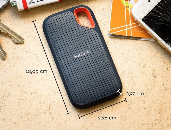 SANDISK Extreme Portable Festplatte 2 TB SSD extern GrauOrange