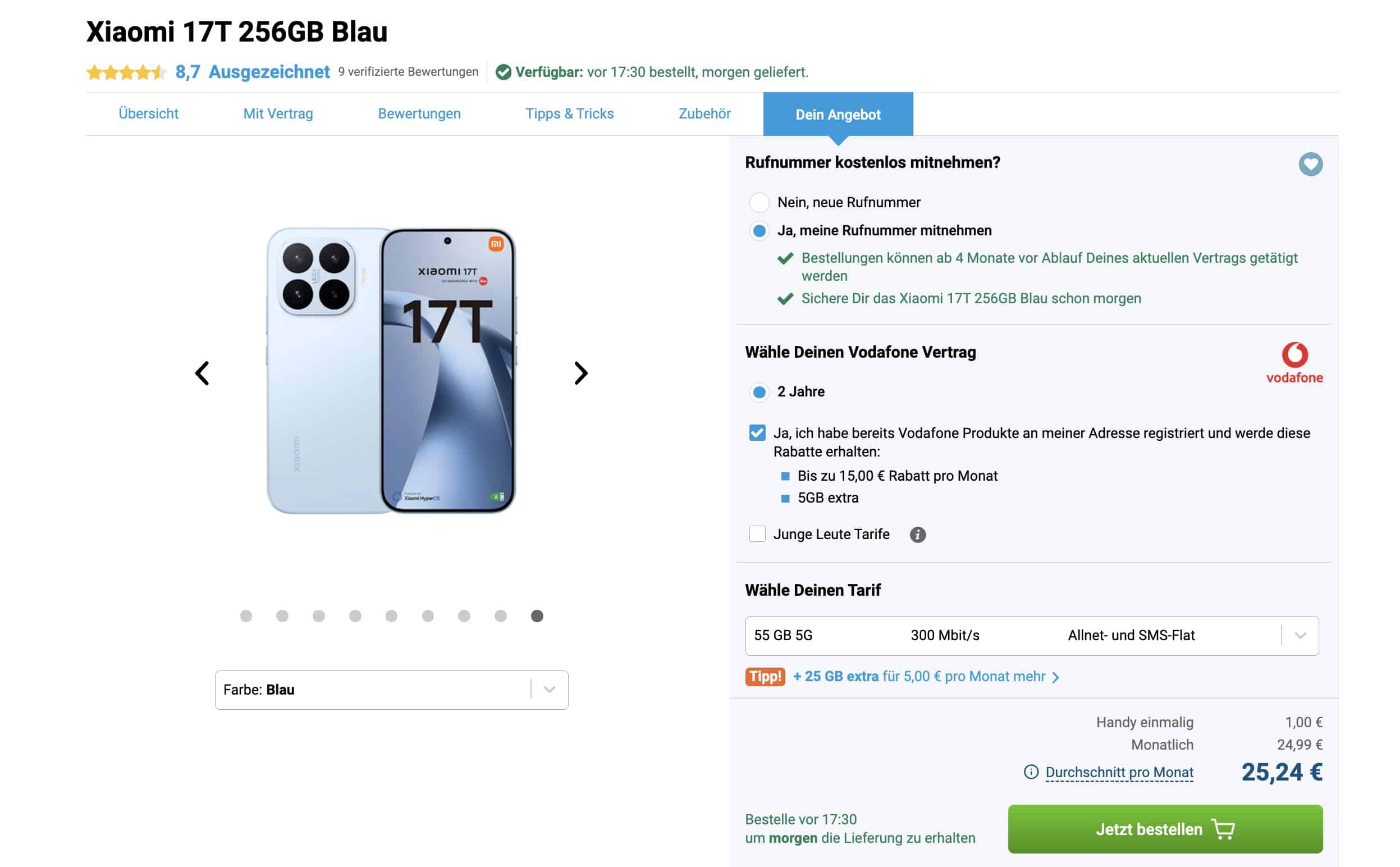 Xiaomi 17T 256GB Blau Vodafone Xiaomi 17T 256GB Blau Vodafone